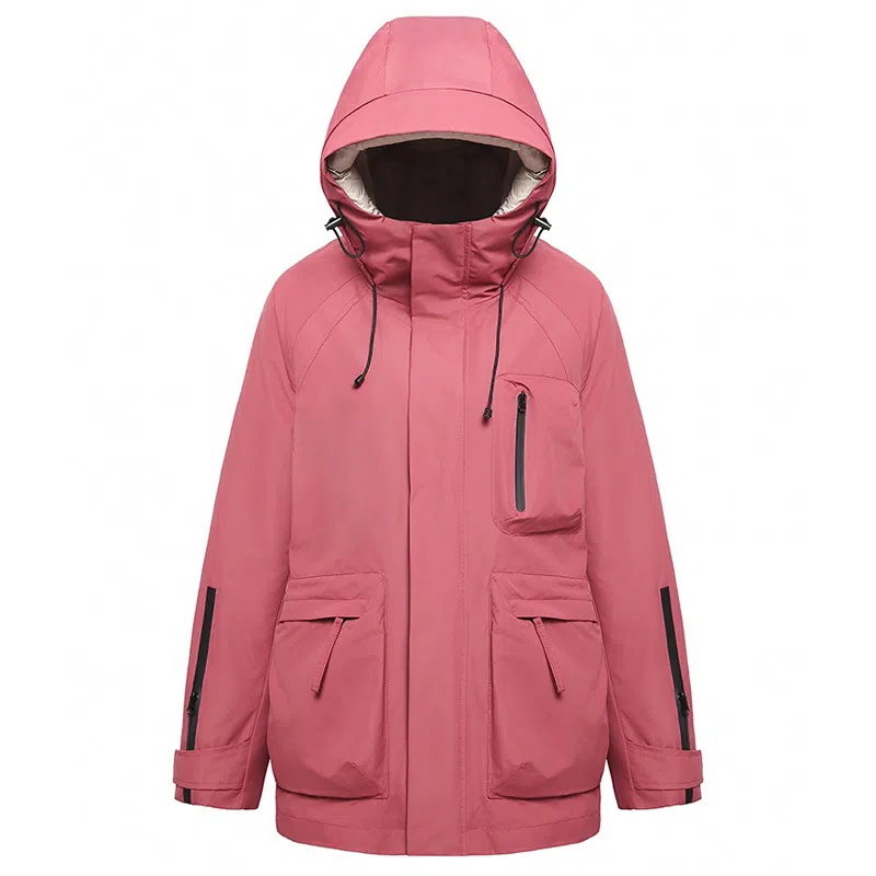 鸭鸭 可拆卸内胆三合一三防连帽纯色长袖羽绒服 女款