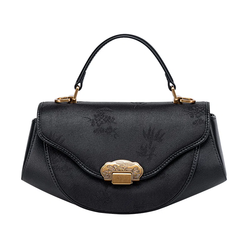 上海故事 提花高级感 手提包 桑蚕丝 中号 女款 黑色