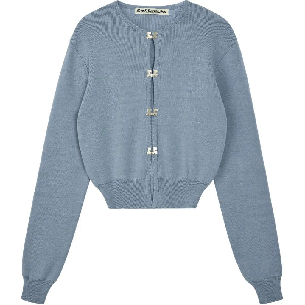 RestRecreation SS25 LOGO CLIP KNIT CARDIGAN SKY BLUE