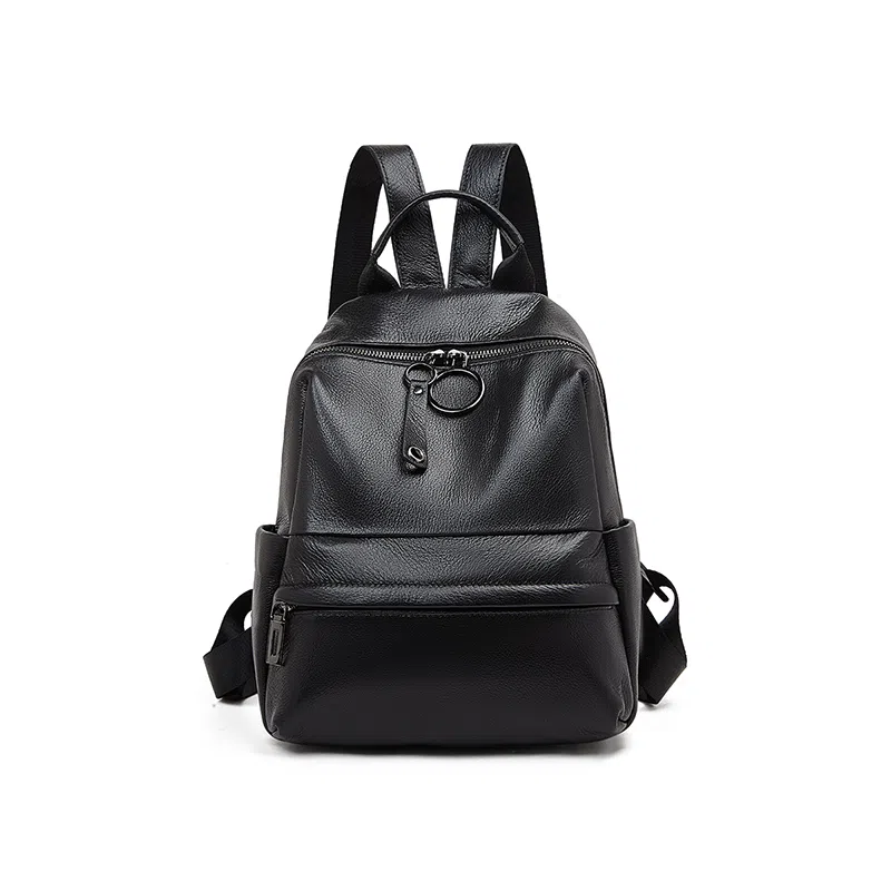 老人头 时尚百搭通勤出行旅游背包 头层牛皮 双肩包 女款 黑色/灰色/粉色