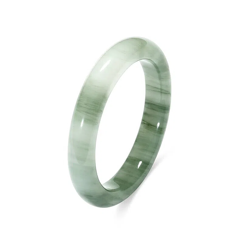 【甄选多翠】 熊银匠 青山黛翠玉贵妃美人镯 新中式国潮古风优雅国风气质 古典汉服旗袍百搭清冷感素玉镯子 金丝玉 手镯 女款