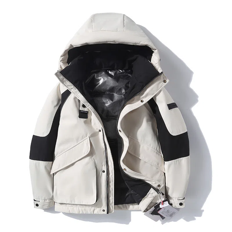 鸭鸭 短款连帽户外保暖外套羽绒服 女款