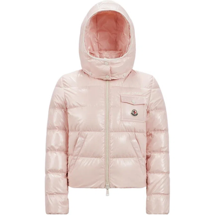 Moncler Logo Hooded Down Jacket Pink
