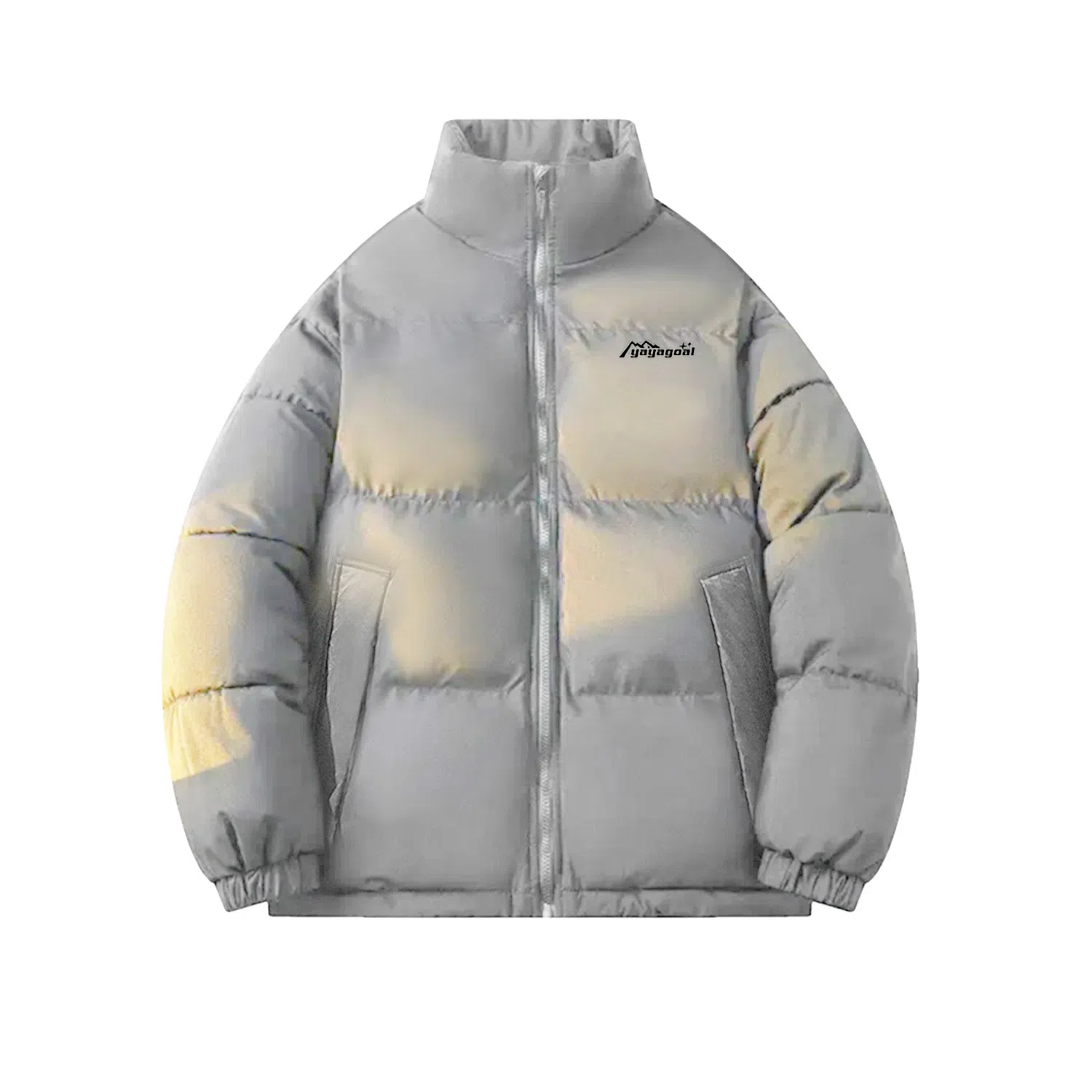 鸭鸭 简约字母印花宽松休闲时尚百搭舒适柔软立领面包羽绒服 男女同款