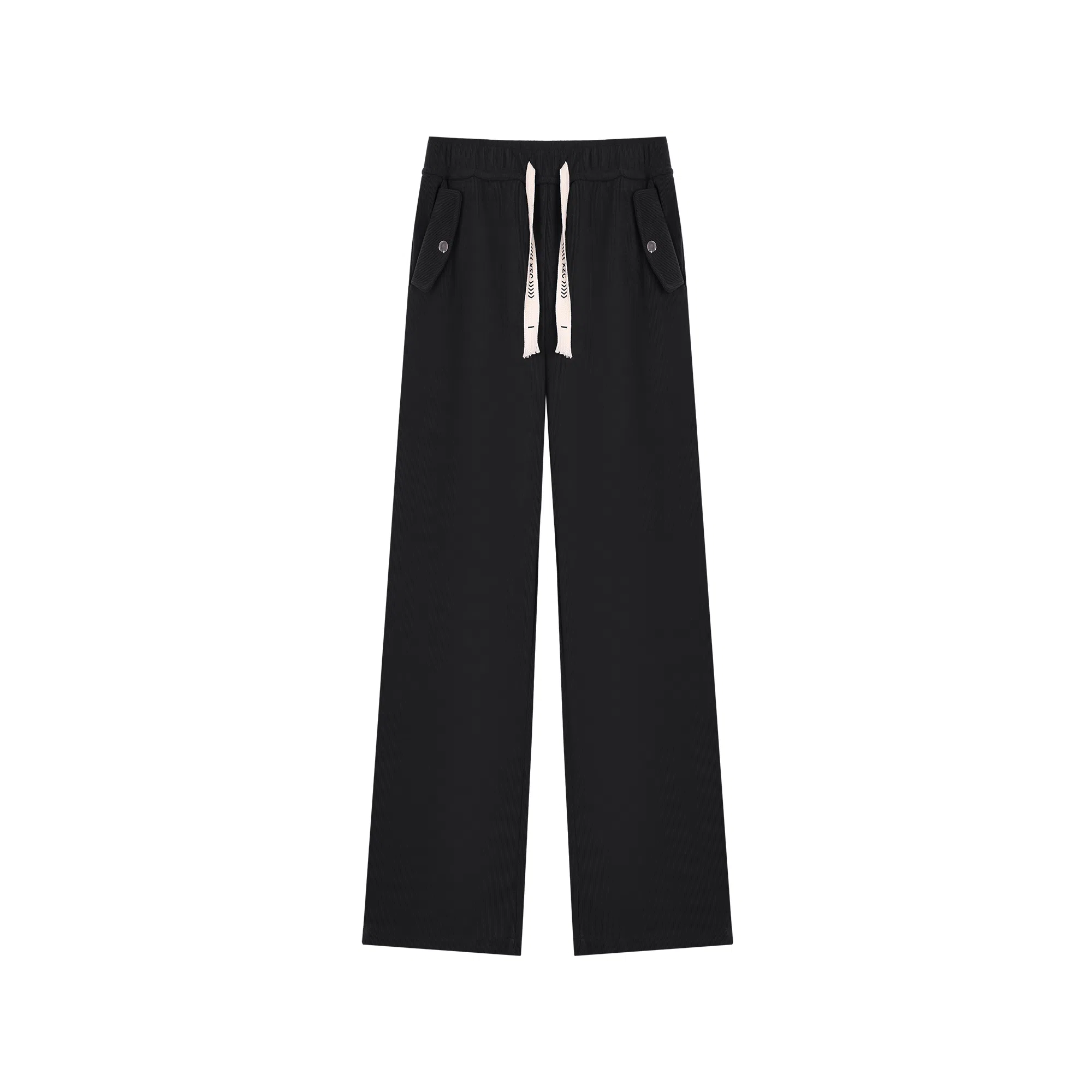 麓蔓蒂 运动松紧抽绳阔腿休闲裤 女款 黑色