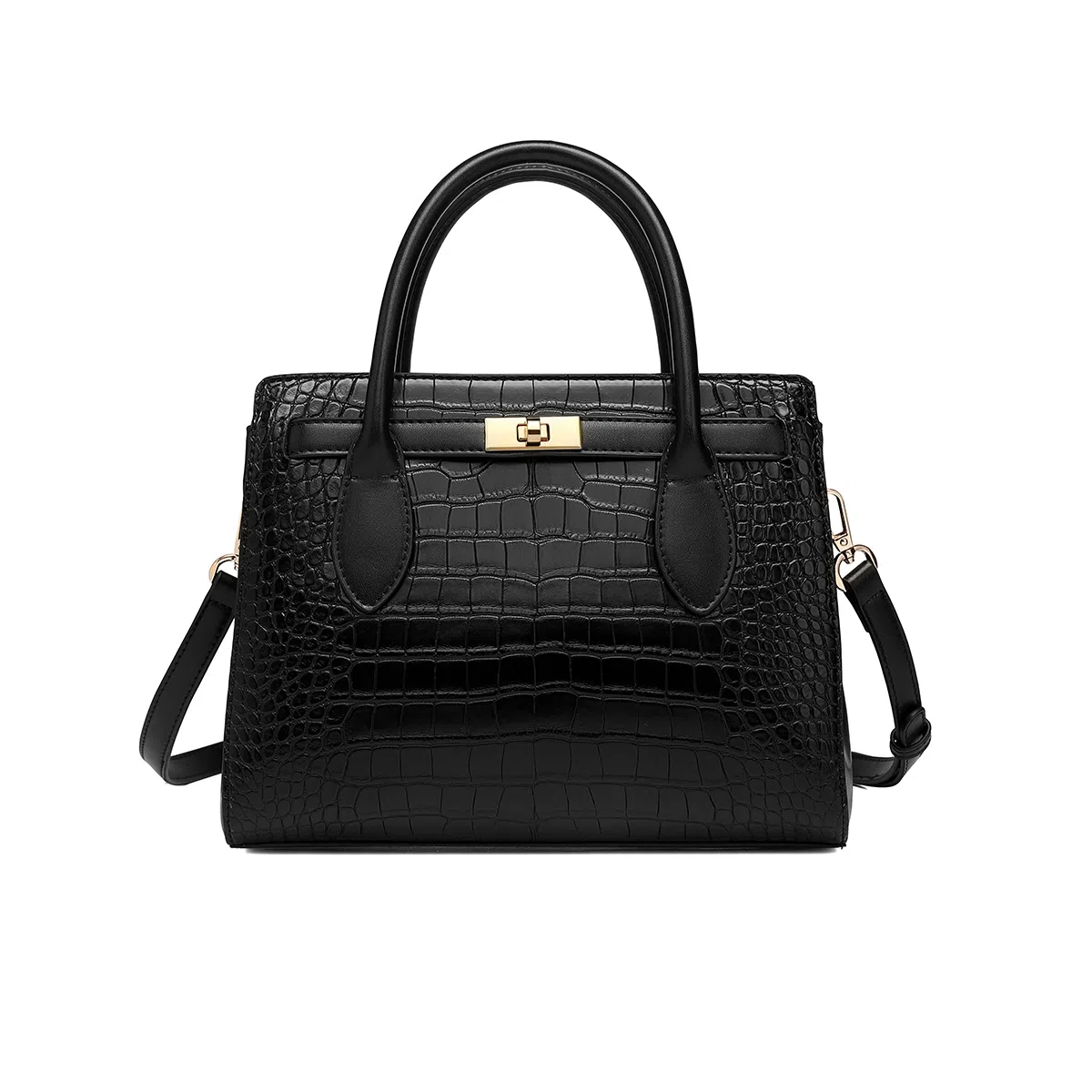 稻草人 高级感鳄鱼纹百搭 聚氨酯 单肩包手提包 女款 黑色/棕色
