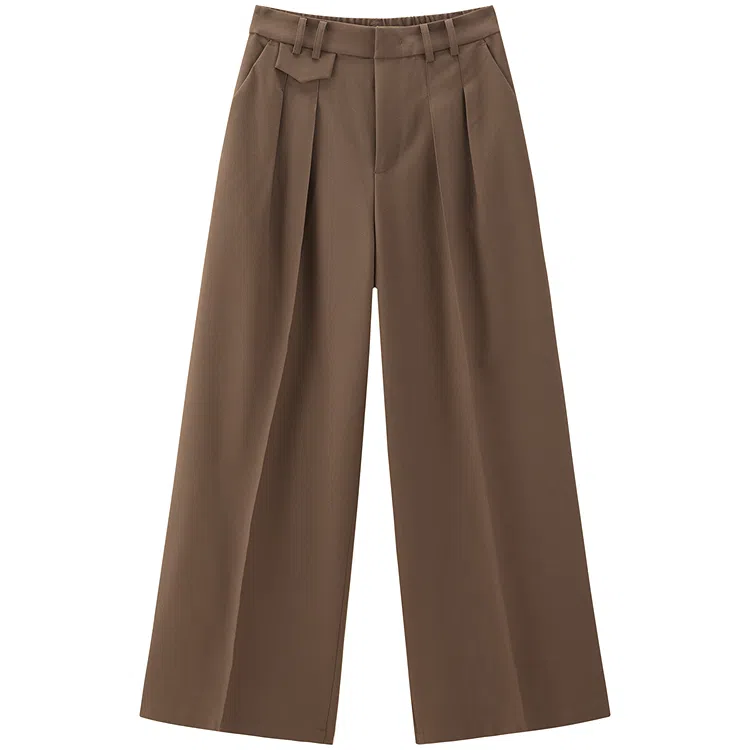 太平鸟 高腰直筒双压褶西裤休闲裤 女款