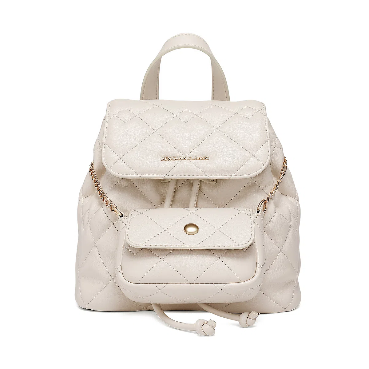 稻草人 百搭菱格小香风 聚氨酯 双肩包 常规 女款 黑色/米白