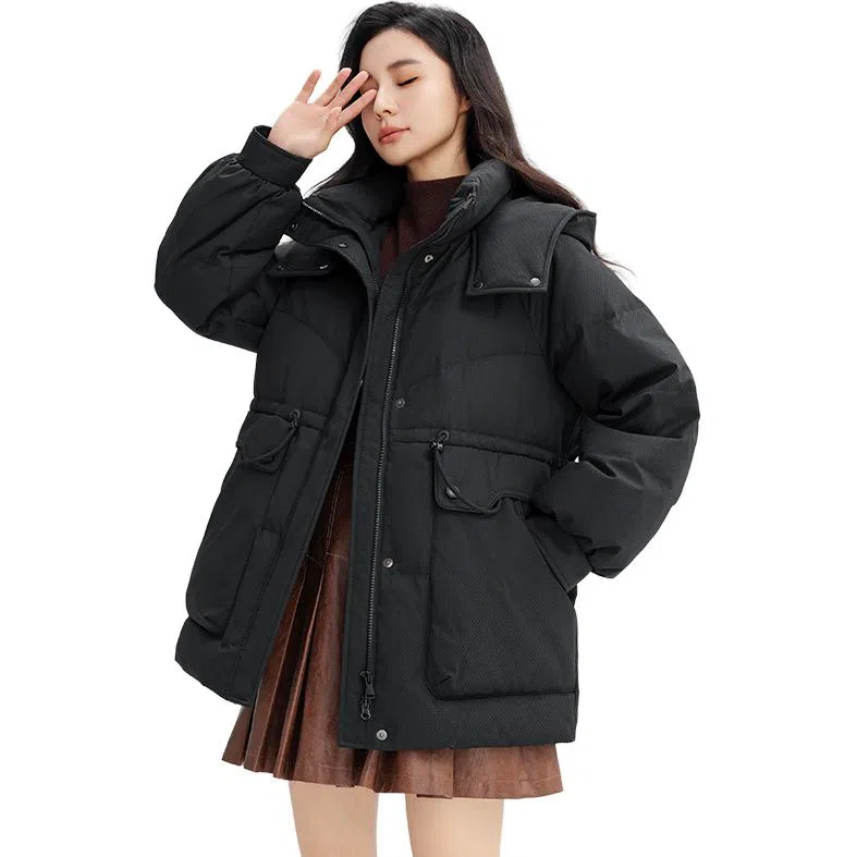 鸭鸭 保暖时尚百搭潮流舒适连帽长袖羽绒服 女款