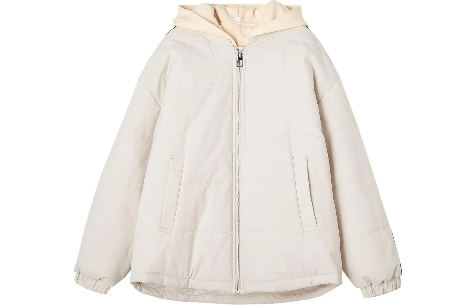 【dme】 基础纯色休闲拼接条纹连帽棉服 女款