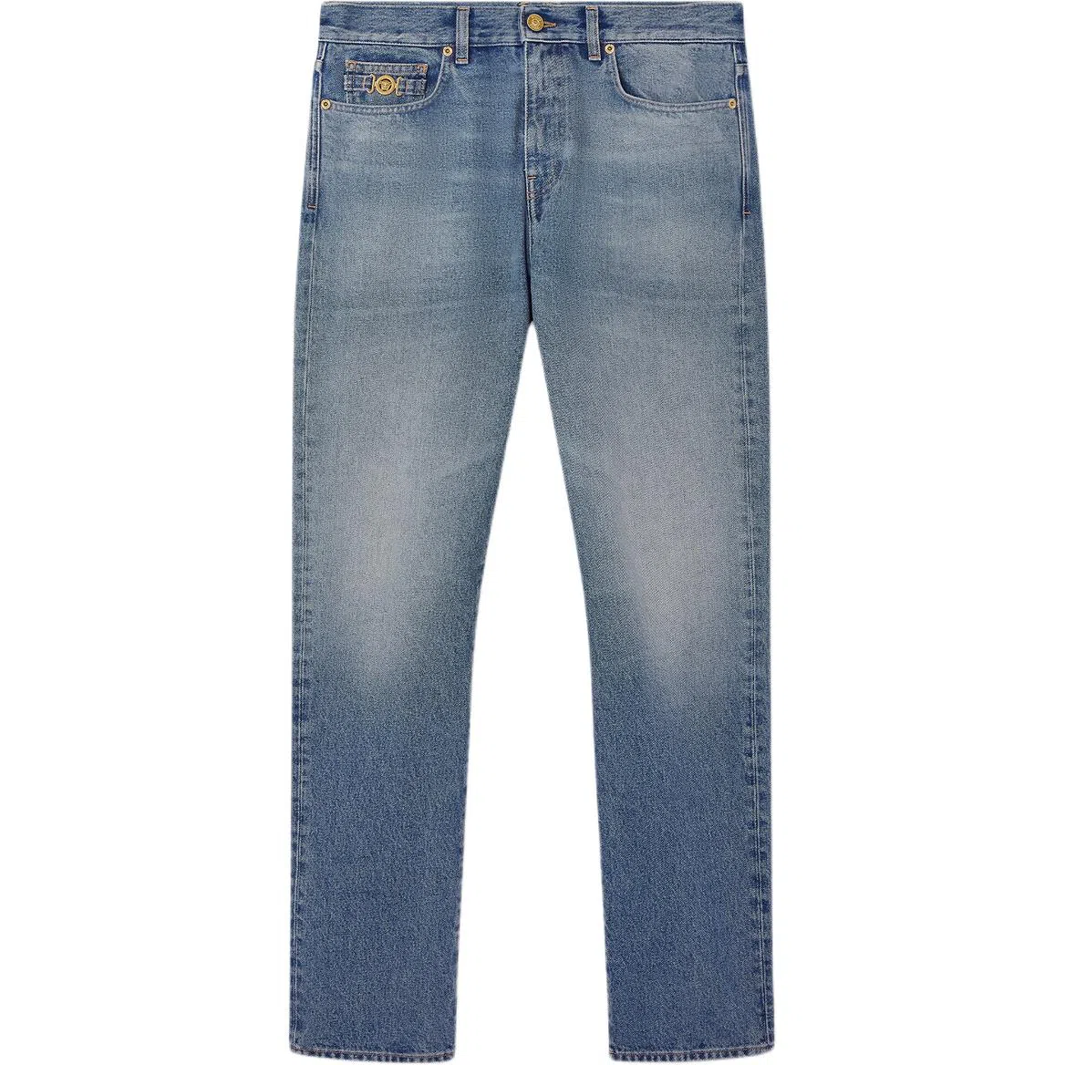 范思哲 常规版型中号石洗棉质牛仔裤 男款 蓝色