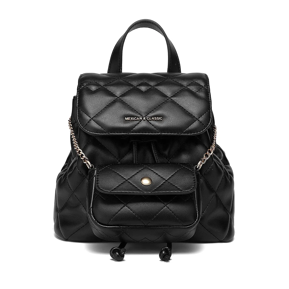 稻草人 百搭菱格小香风 聚氨酯 双肩包 常规 女款 黑色/米白