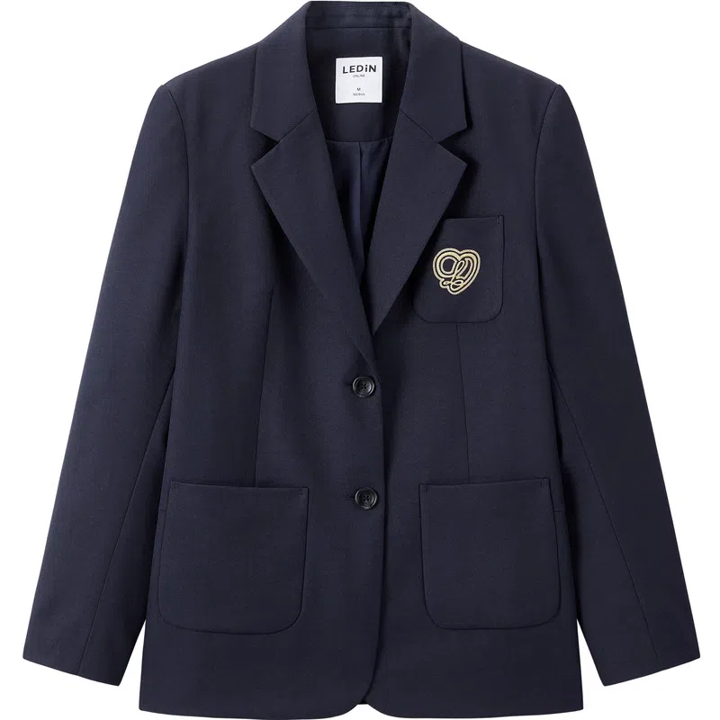 LEDIN Embroidered Blazer Navy