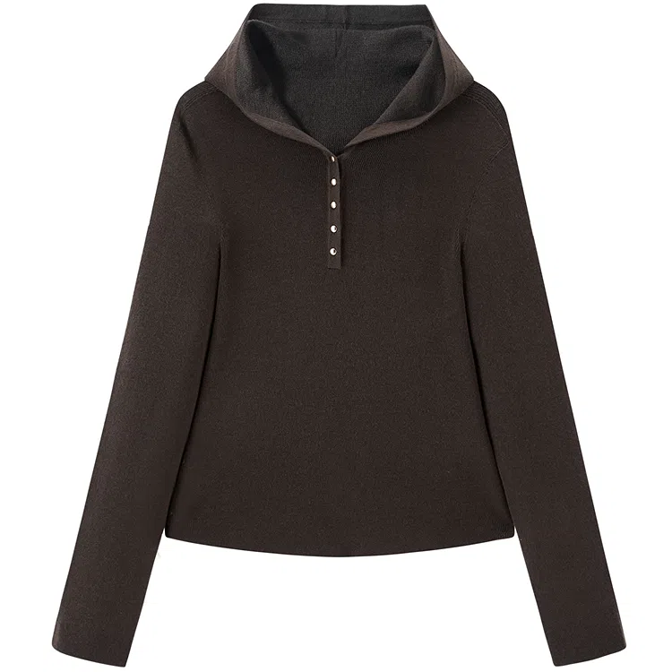 太平鸟 简约连帽软弹羊毛针织衫 女款