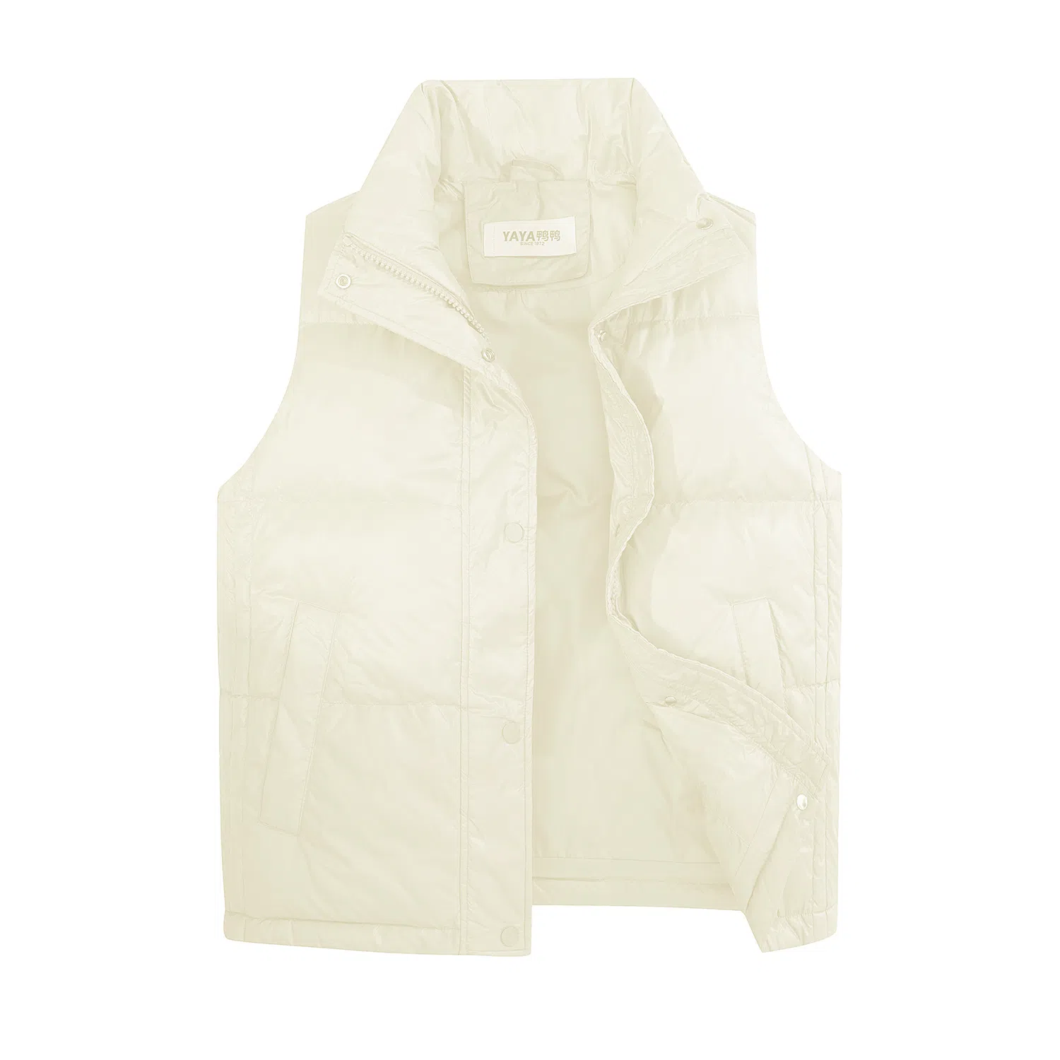 鸭鸭 纯色休闲单排扣立领无帽羽绒加厚马甲 女款