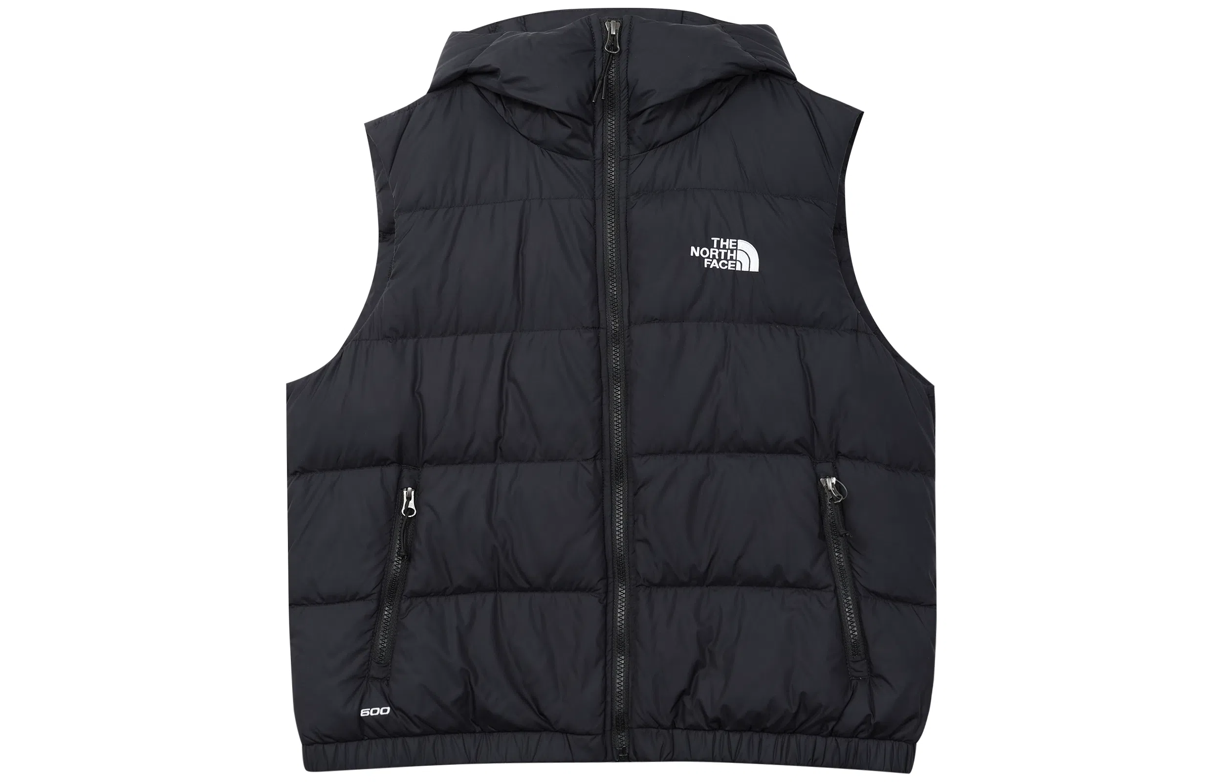 The North Face Logo Print Zip Hoodie Vest Black