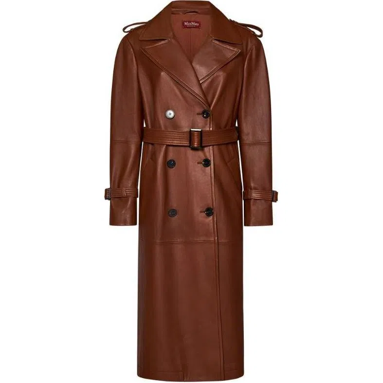 MaxMara Double-Breasted Belted Coat Brown