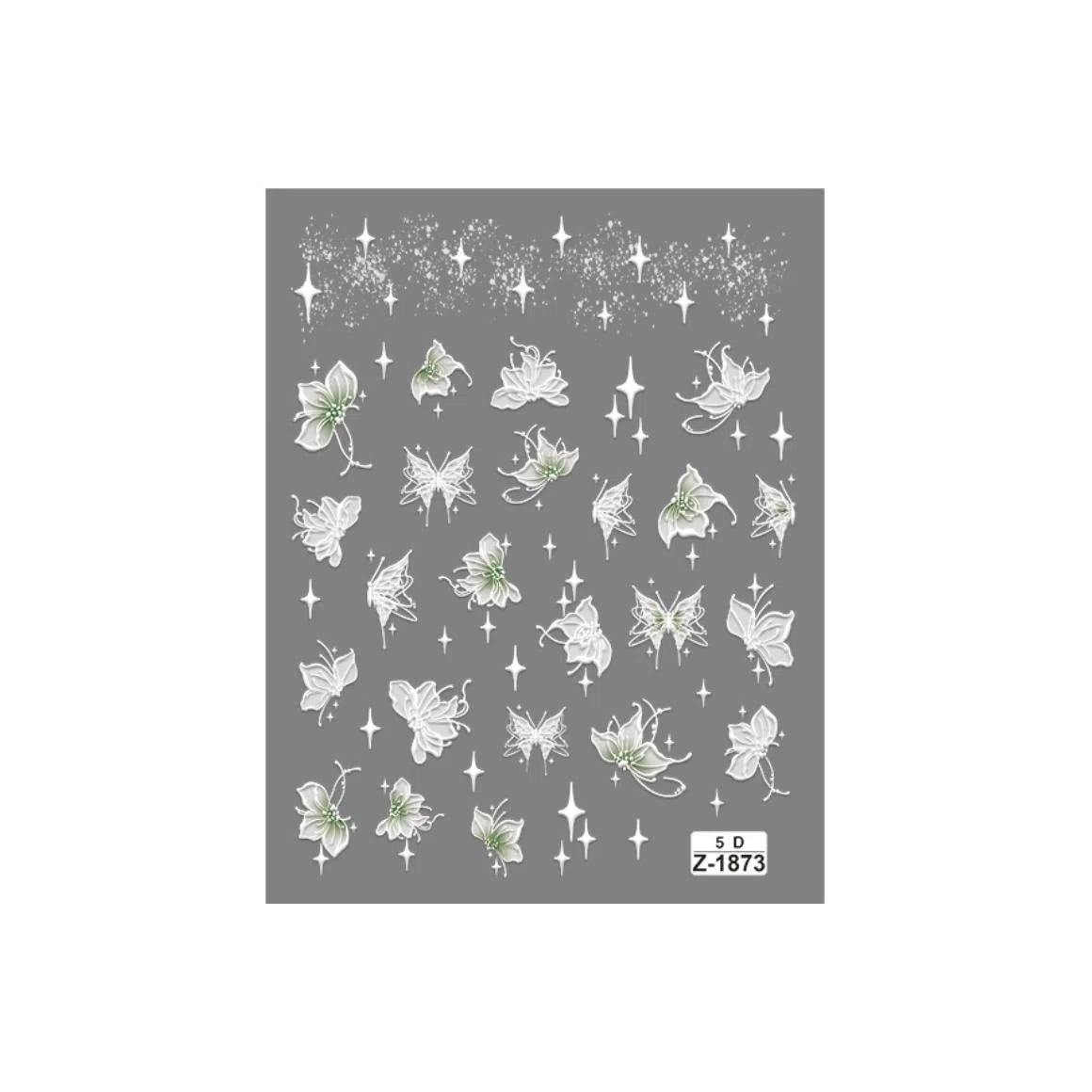 计轩 小白蝶蕾丝镂空美甲贴纸 贴花时尚经典立体