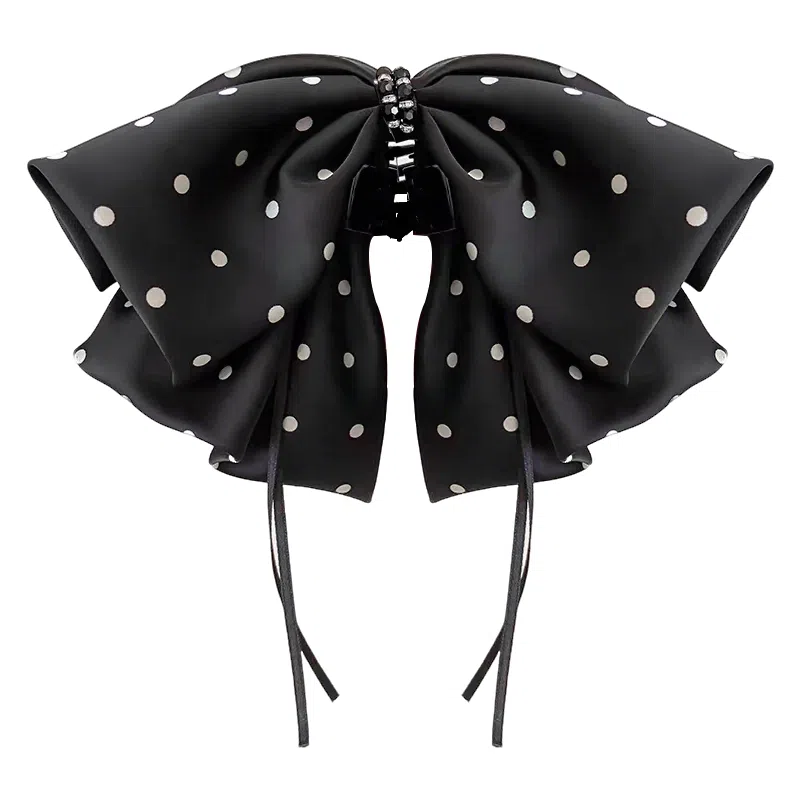 蒙妮 蝴蝶结波点飘带抓夹 亚克力/布艺 发夹 女款