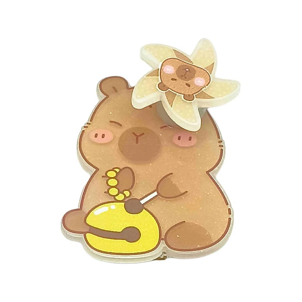 简应舒 卡皮巴拉水豚风扇 亚克力 发夹 男女同款情侣款