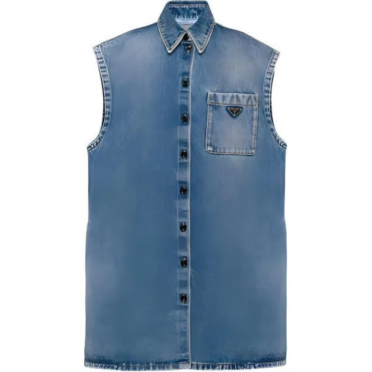 Prada SS23 Denim Vest Classic Triangle Logo