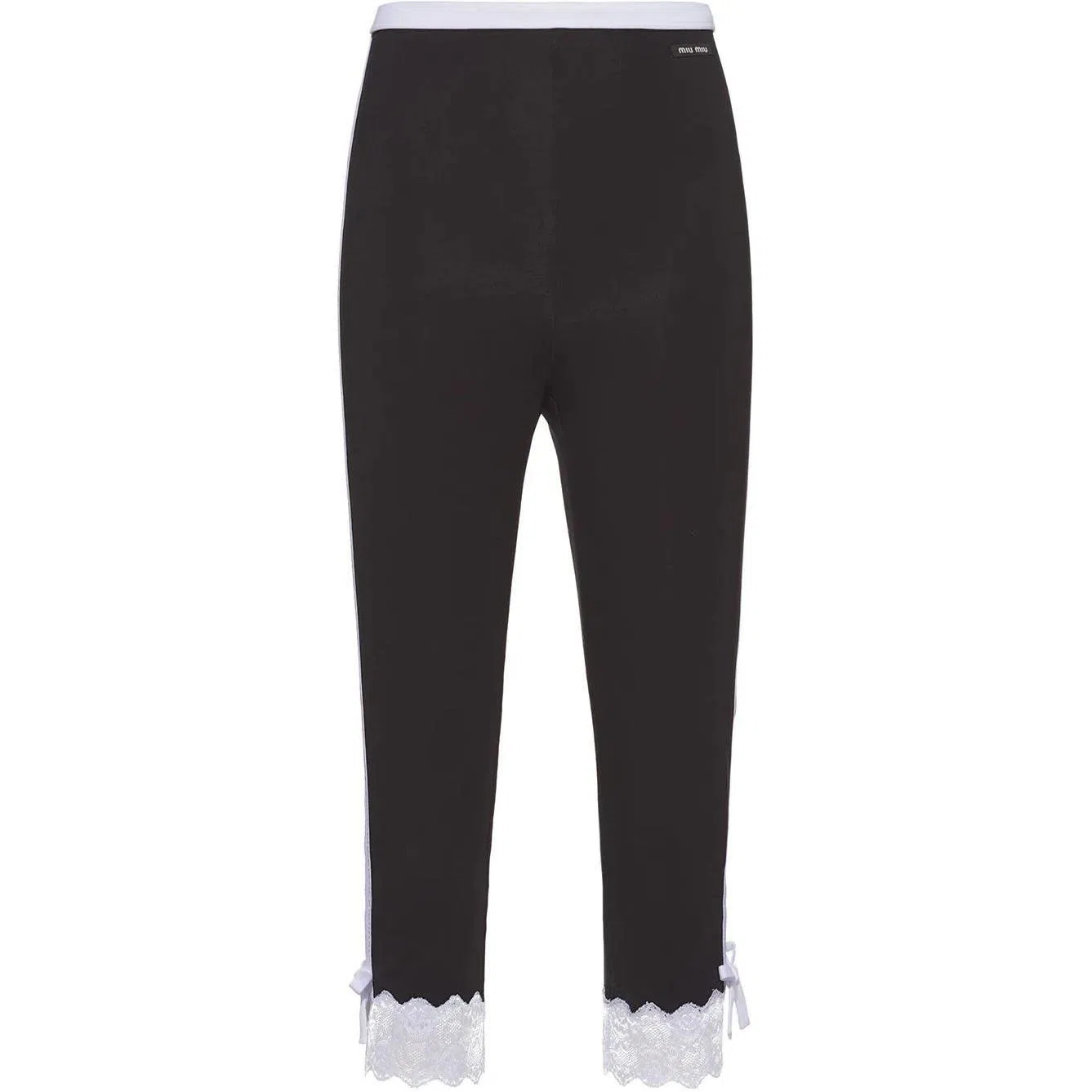 Miu Miu 3/4 Lace Detail Pants Black