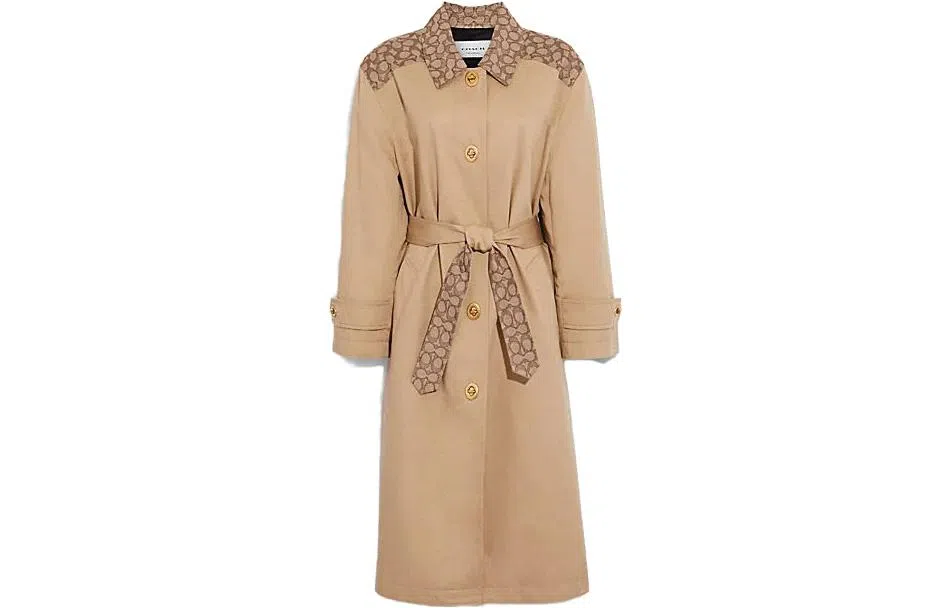 COACH FW23 Twist Lock Trench Coat Khaki
