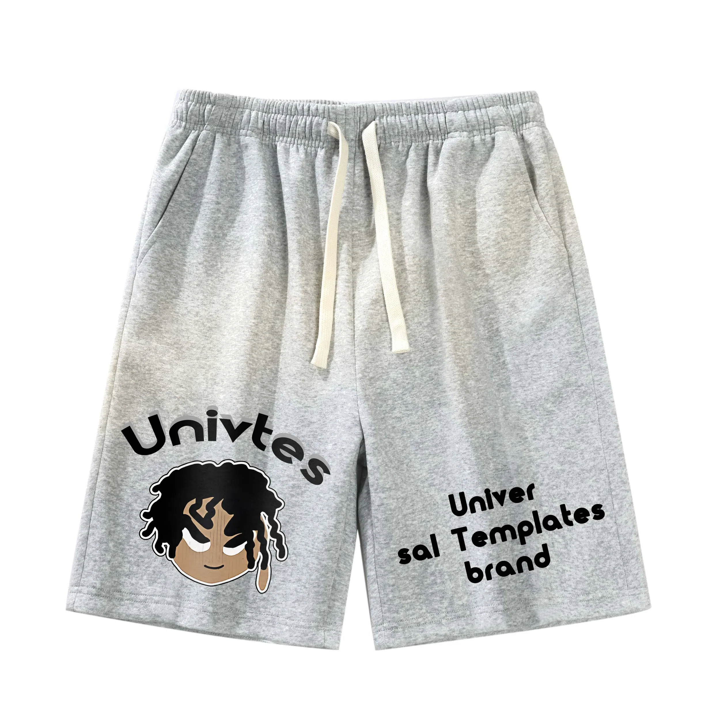 物质公式 潮牌美式高街复古创意卡通动漫图案字母印花抽绳运动基础款无性别穿搭短裤户外跑步休闲宽松百搭系带五分裤篮球裤 男女同款