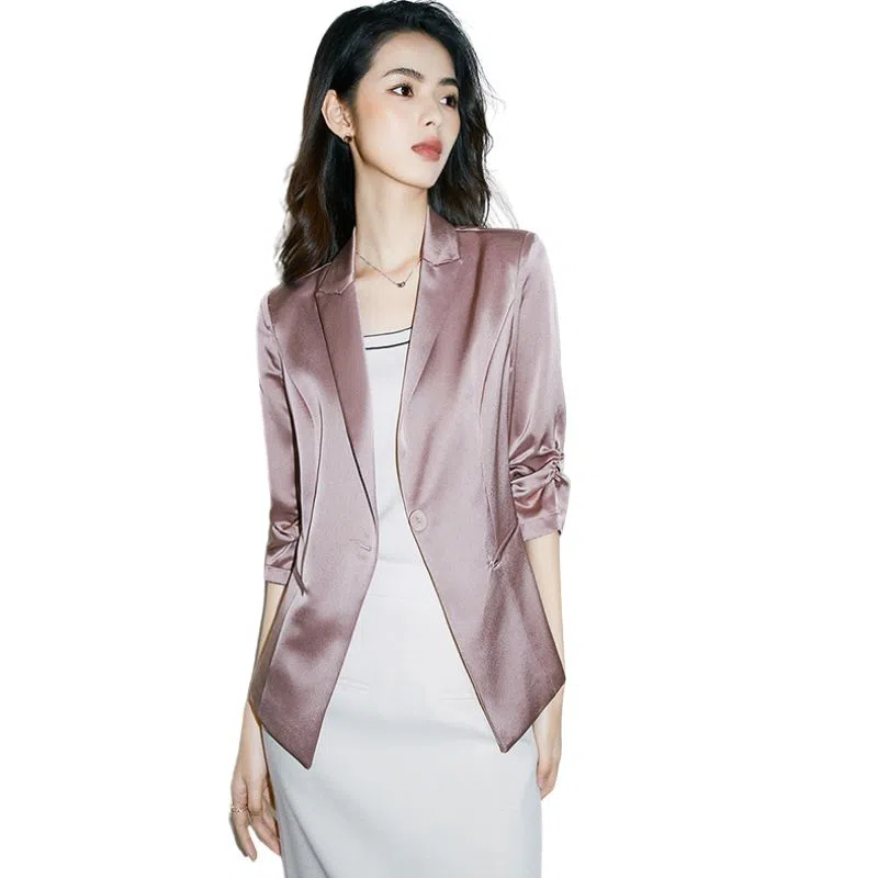 晚白 翻驳领通勤西装外套 女款 粉色