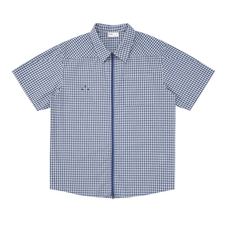 FPA Urban Sports Blue Plaid Embroidered Logo Shirt