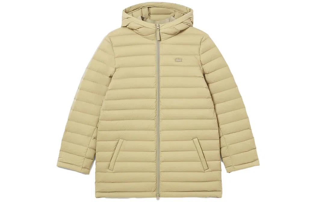 Lacoste Hooded Zip Cotton Jacket Camel