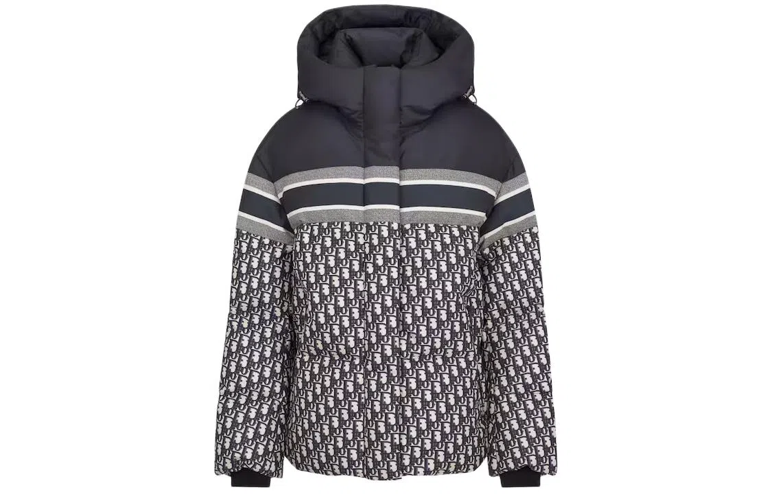 DIOR Striped Logo Hoodie Cotton Jacket Blue