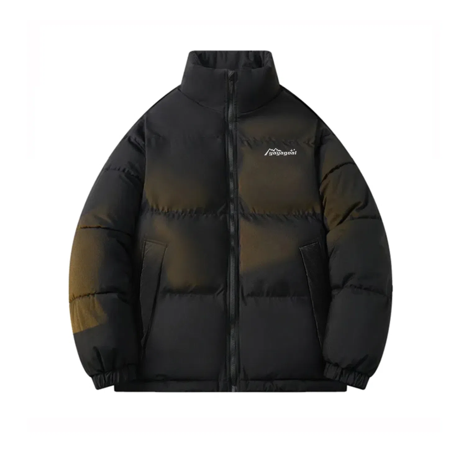 鸭鸭 简约字母印花宽松休闲时尚百搭舒适柔软立领面包羽绒服 男女同款