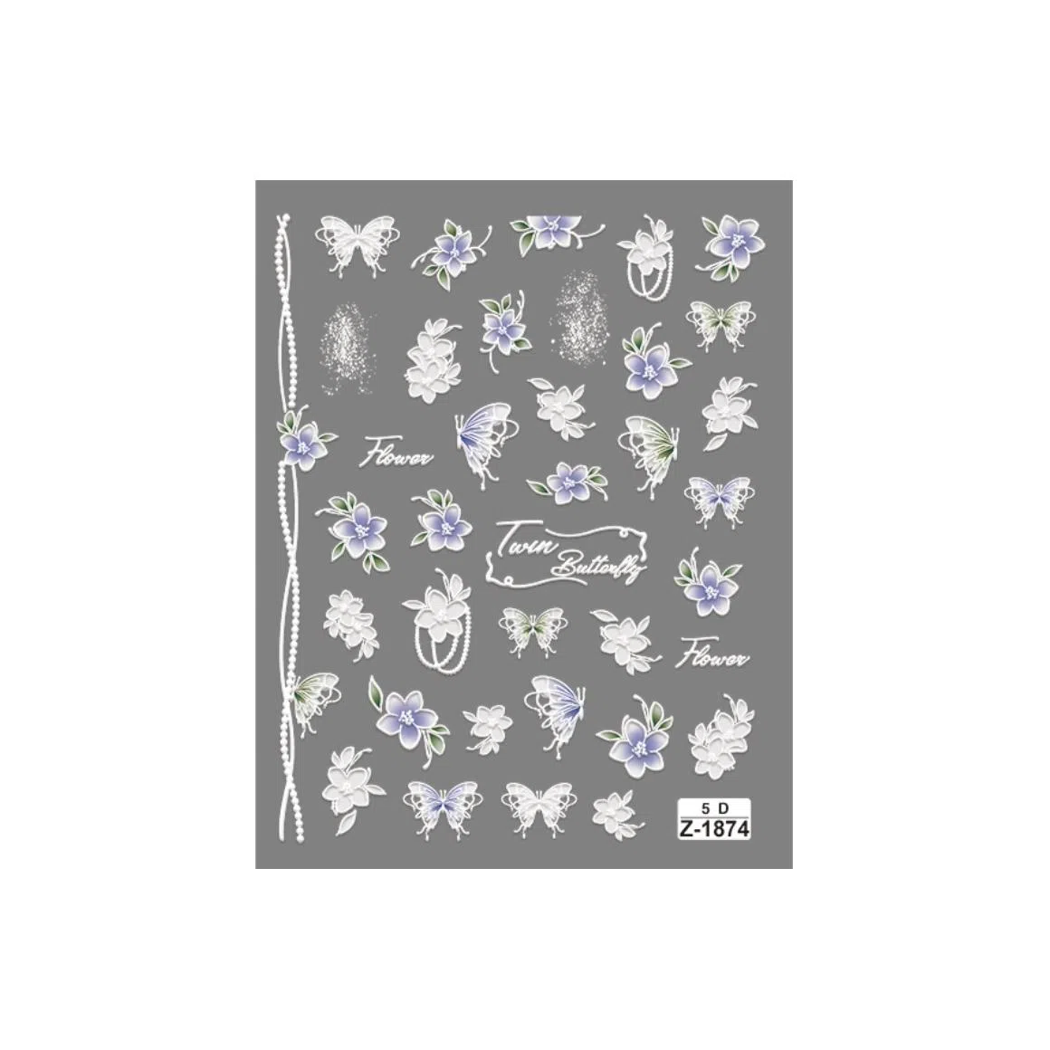 计轩 小白蝶蕾丝镂空美甲贴纸 贴花时尚经典立体