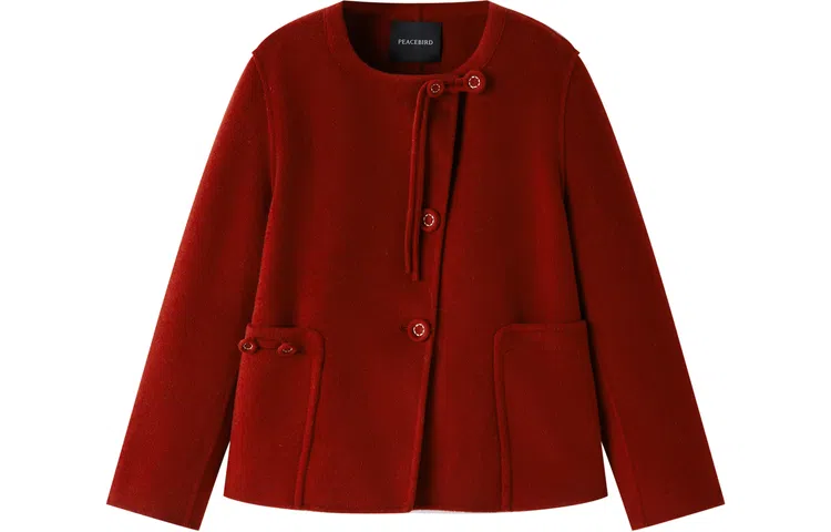 太平鸟 新中式短款双面呢小个子毛呢大衣 女款