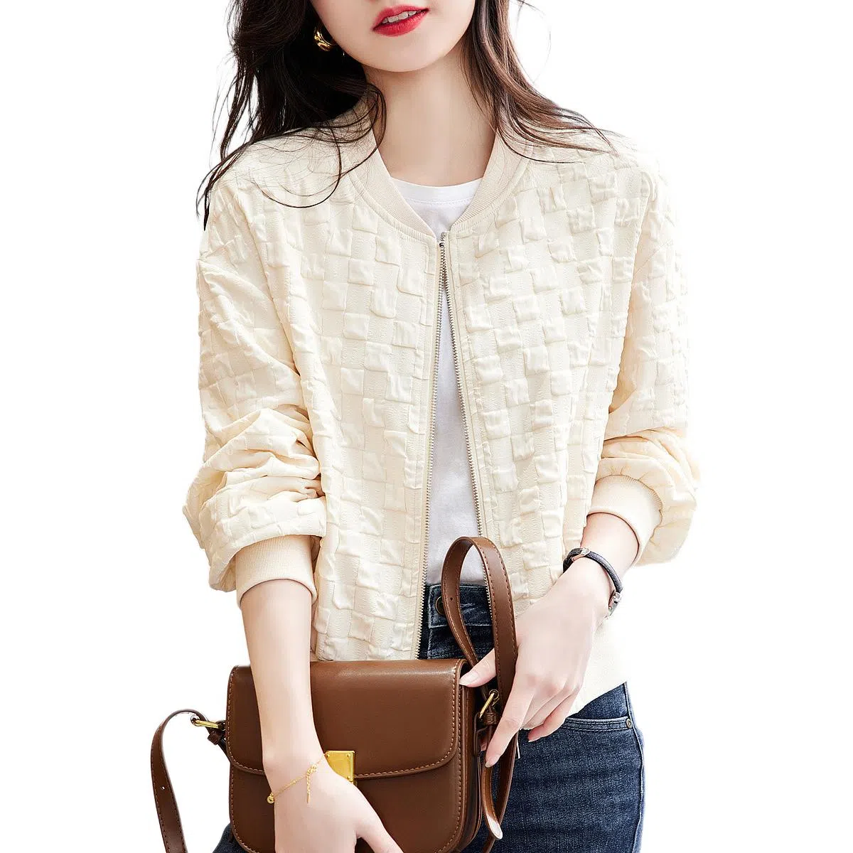 【dme】 菱格纯色棒球服 女款