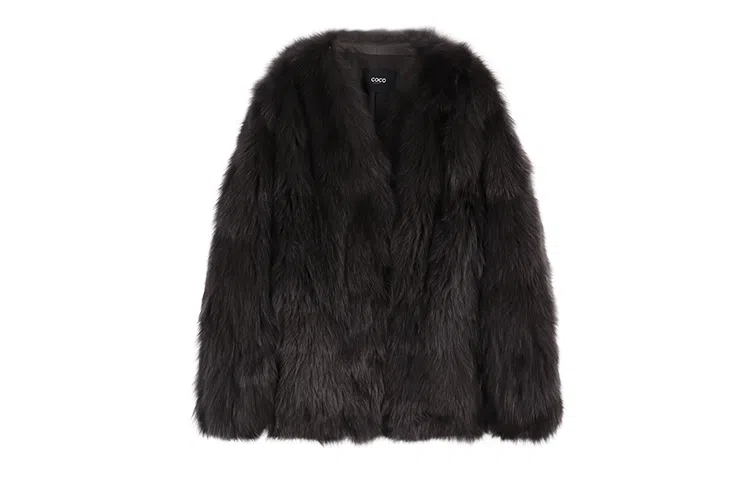 Coco Limited Saga Fox Fur V-Neck Coat
