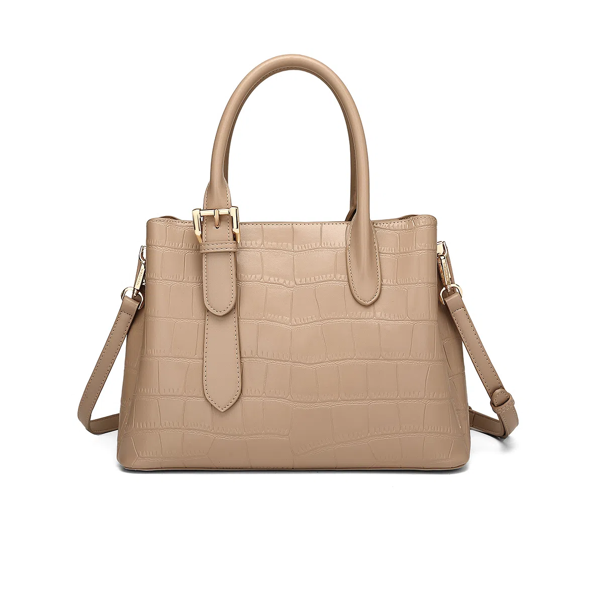 稻草人 时尚高级感鳄鱼纹 聚氨酯 单肩手提包 常规 女款 黑色/杏色