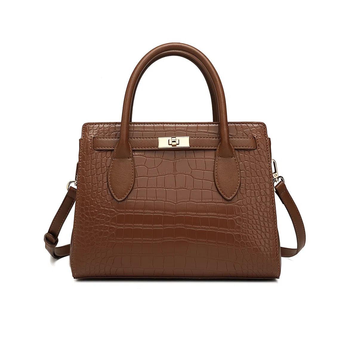 稻草人 高级感鳄鱼纹百搭 聚氨酯 单肩包手提包 女款 黑色/棕色