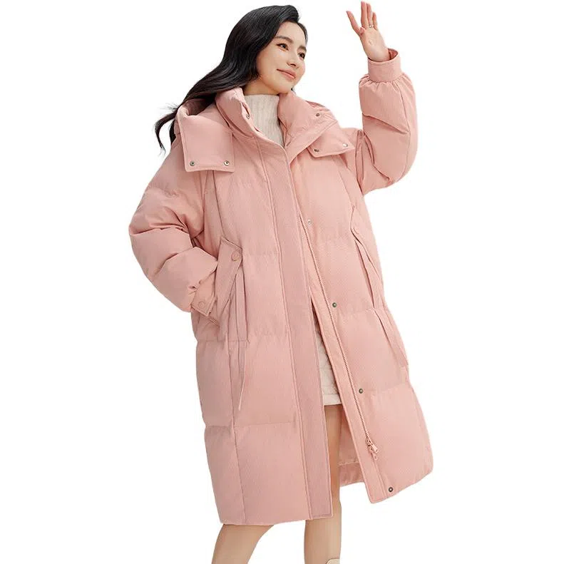 鸭鸭 中长款加厚保暖时尚百搭外套羽绒服 女款