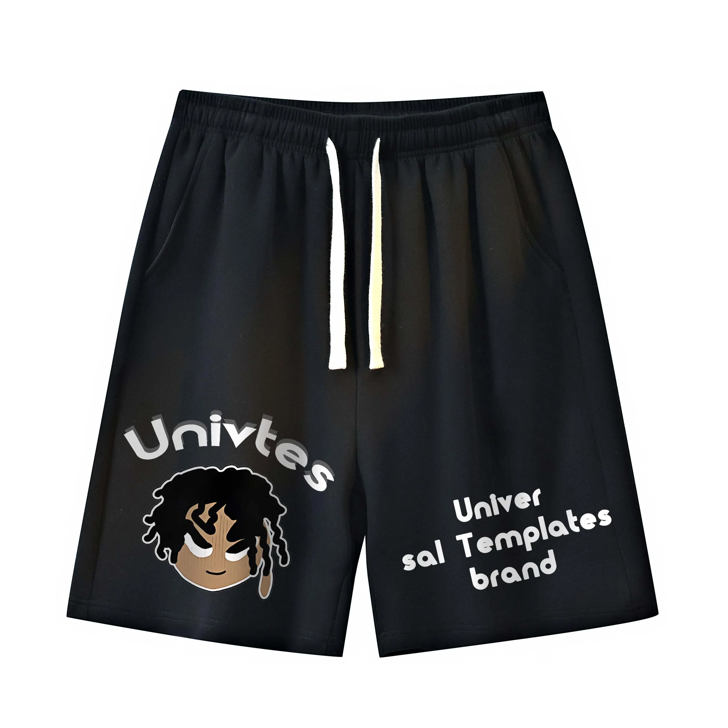 物质公式 潮牌美式高街复古创意卡通动漫图案字母印花抽绳运动基础款无性别穿搭短裤户外跑步休闲宽松百搭系带五分裤篮球裤 男女同款