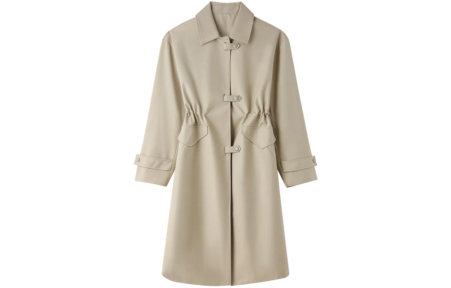 恒源祥 中长款设计感抽绳收腰风衣 女款