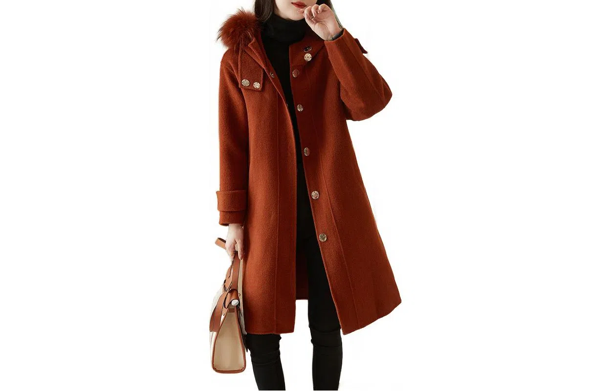 【dme】 休闲纯色连帽长袖大衣 女款