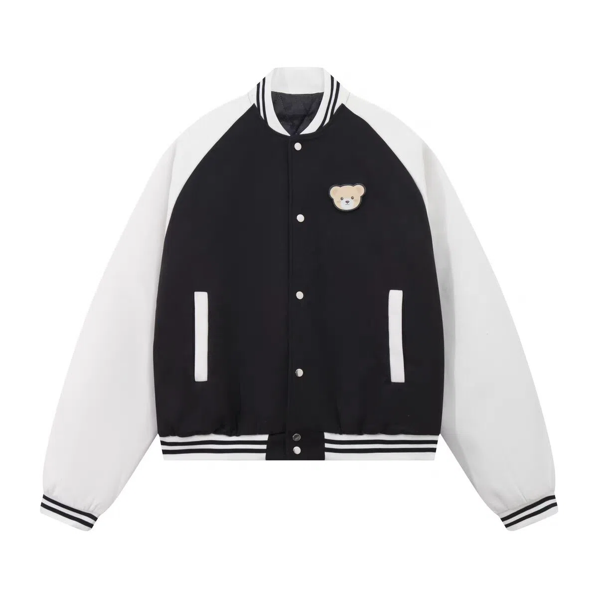 美式小熊魔术贴休闲百搭单排扣棒球服 男女同款