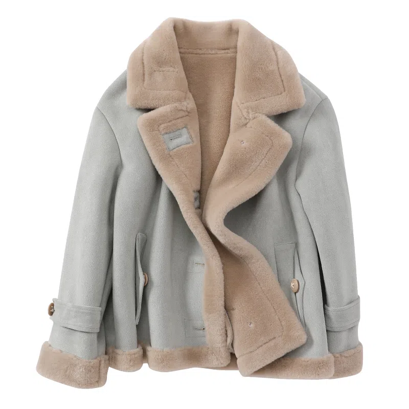 XIANGYING Bionic Fur Coat Blue