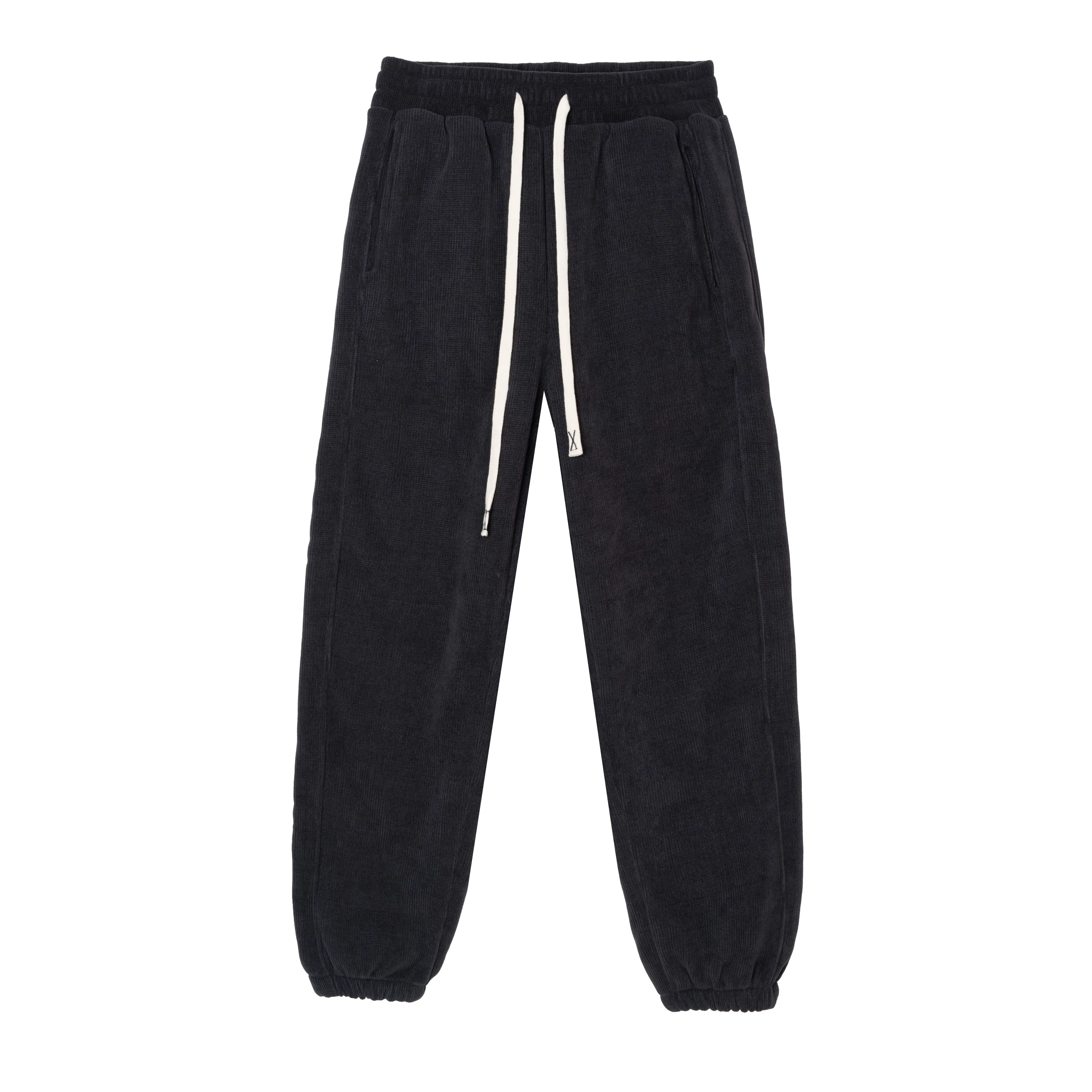 法文箱子 纯色高腰加绒加厚哈伦休闲裤 女款 灰蓝