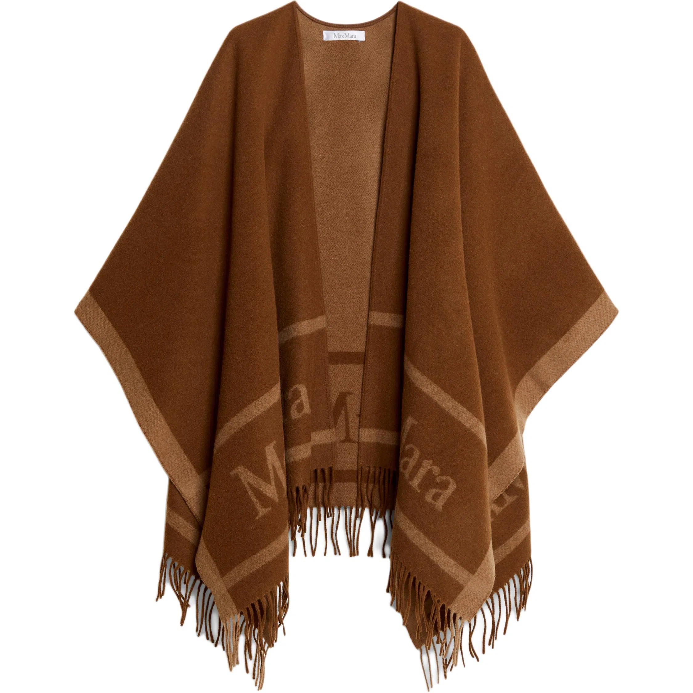 MaxMara Hilde Jacquard Logo-Decorated Wool Poncho Logo