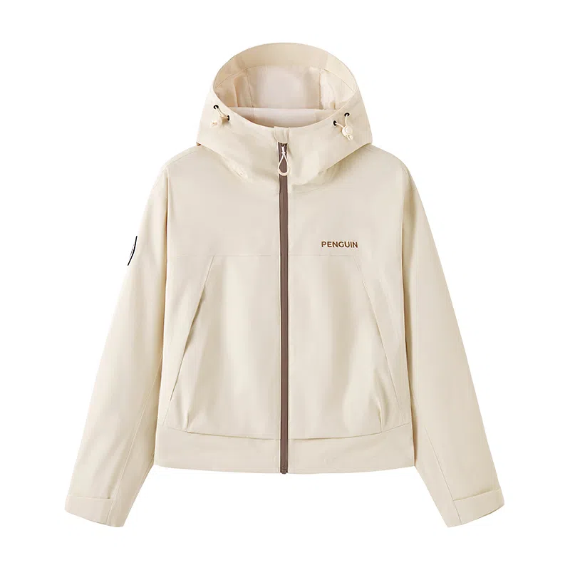 企鹅  字母纯色连帽  防水防泼水耐磨冲锋衣 女款