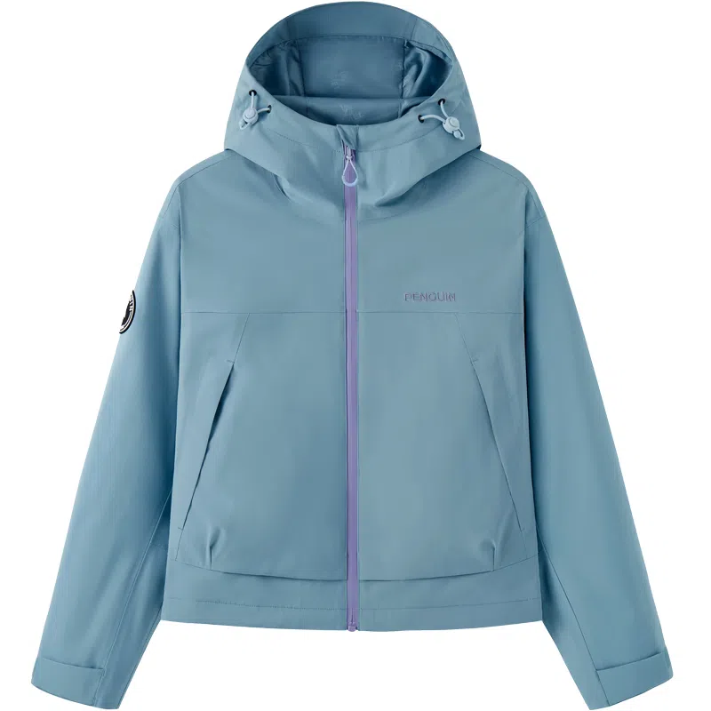 企鹅  字母纯色连帽  防水防泼水耐磨冲锋衣 女款