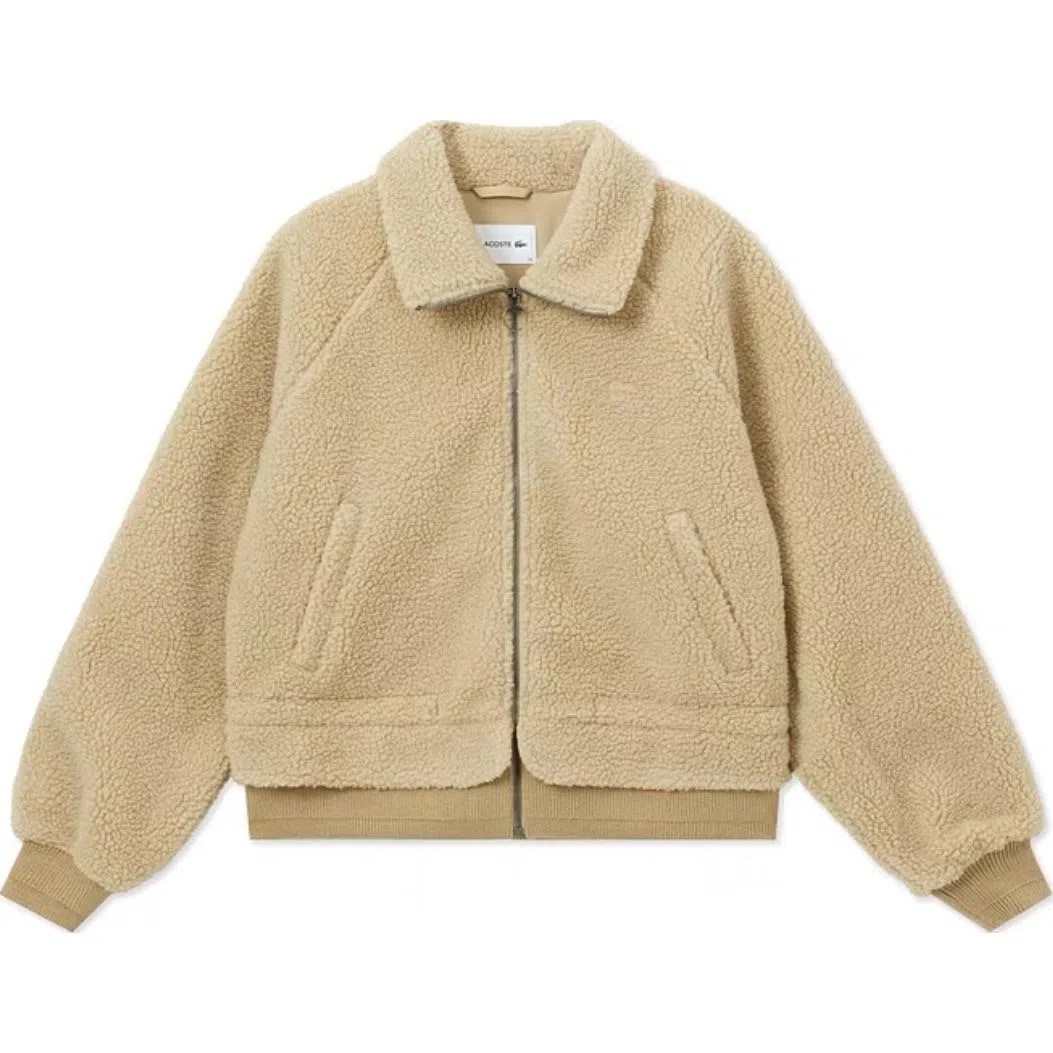 Lacoste Long Sleeve Fleece Jacket Milk Coffee